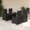 vidaXL 5 Piece Patio Dining Set with Cushions Black Poly Rattan
