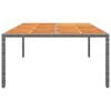 vidaXL Garden Table Grey Poly rattan, powder-coated steel, solid acacia wood