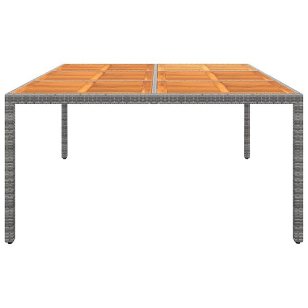 vidaXL Garden Table Grey Poly rattan, powder-coated steel, solid acacia wood