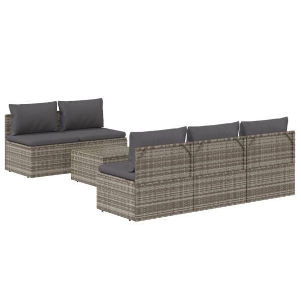 vidaXL Garden Lounge Set Grey PE rattan, powder-coated steel, polyester, PVC