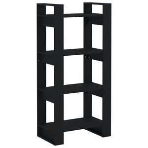 vidaXL Book Cabinet Black Solid pine wood Medium Black Book Cabinet