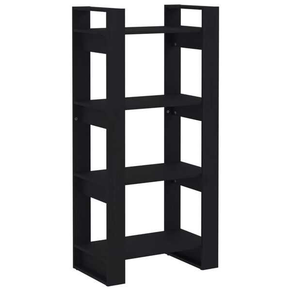 vidaXL Book Cabinet Black Solid pine wood Medium Black Book Cabinet