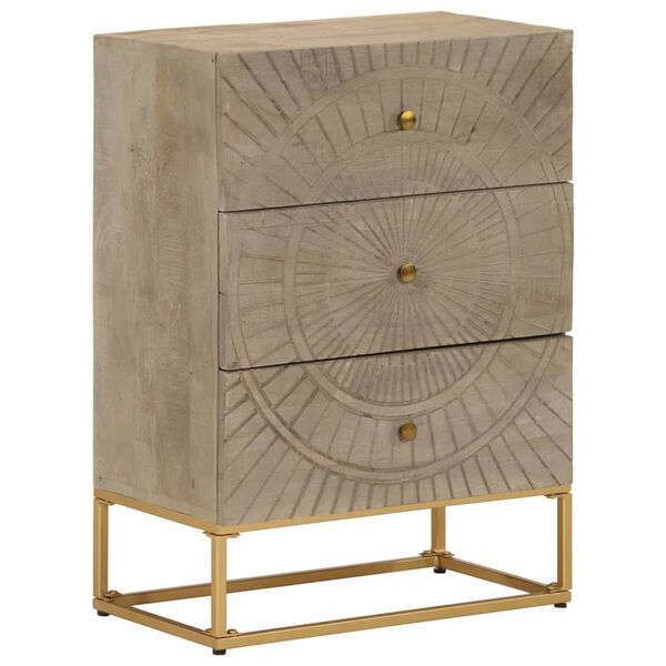 vidaXL Chest Of Drawers Natural Wood Solid mango wood and iron Medium