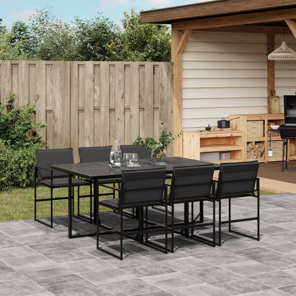 vidaXL Garden Dining Set Black Textilene fabric