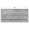 vidaXL Bathroom Furniture Set Concrete Grey, White Engineered Wood, Ceramic