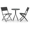 vidaXL Folding Bistro Set Black Steel, tempered glass, textilene Compact