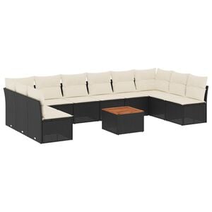 vidaXL Garden Sofa Set Black, Cream White, Brown