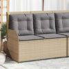 vidaXL Reclining Patio Bench Beige and Light Grey PE Rattan Standard