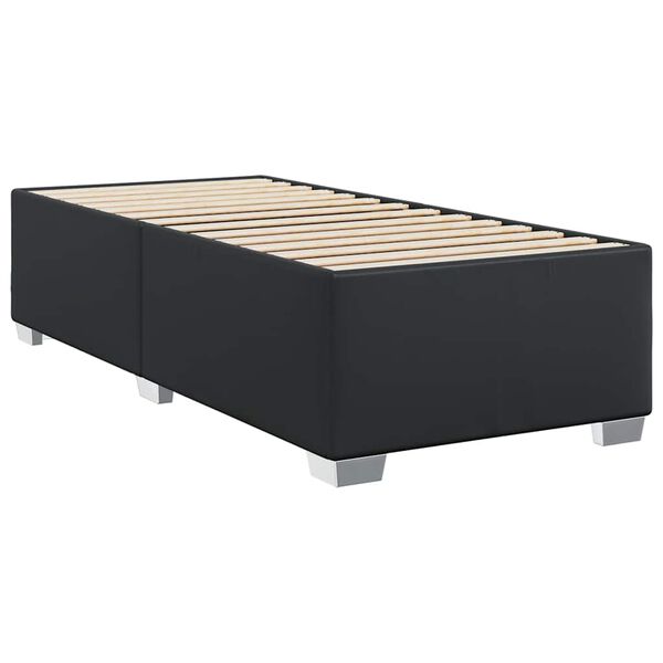 vidaXL Bed Frame Black Faux leather, engineered wood Twin Modern