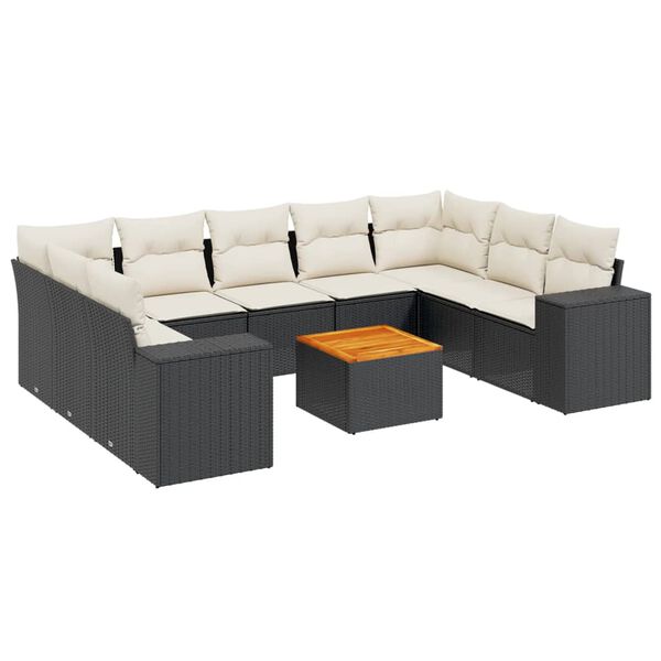 vidaXL Garden Sofa Set Black PE rattan Large Modular Garden Sofa Set