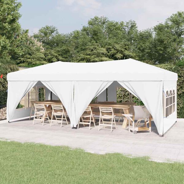 vidaXL Folding Party Tent with Sidewalls White 9.8'x19.7'