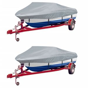 vidaXL Boat Covers 2 pcs Grey Length 168.1 - 192.1 " Width 68.1 "(2x90426)