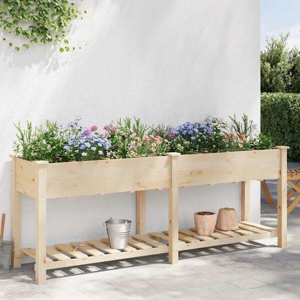 vidaXL Garden Planter Beige 80.12 x 20.87 x 30.12 in Solid Fir Wood