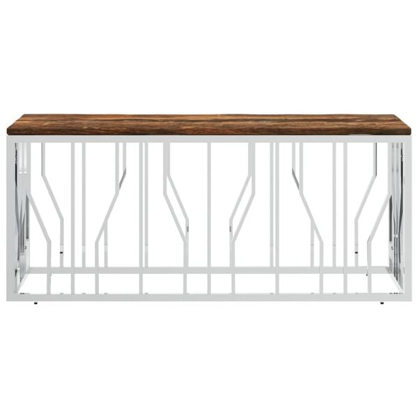 vidaXL Coffee Table Silver, Multicolor Stainless steel, Solid reclaimed wood