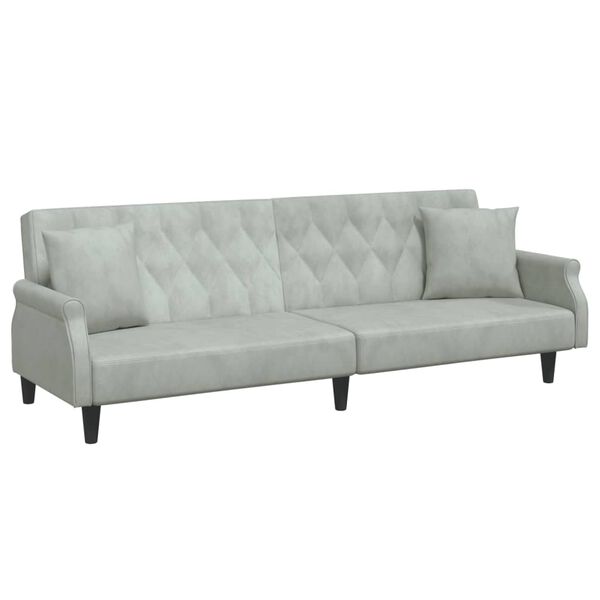 vidaXL Sofa Bed Light Gray Velvet (100% polyester), plywood 2-Seater