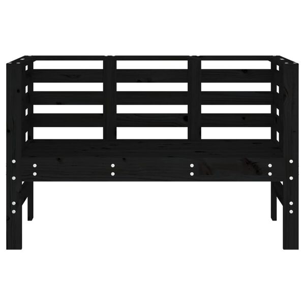 vidaXL Garden Bench Black Solid pine wood 43.9 x 20.9 x 28.0 in Durable