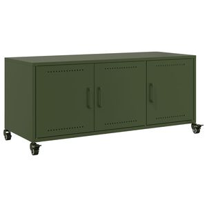 vidaXL TV Cabinet Olive Green Cold-Rolled Steel Medium With Wheels