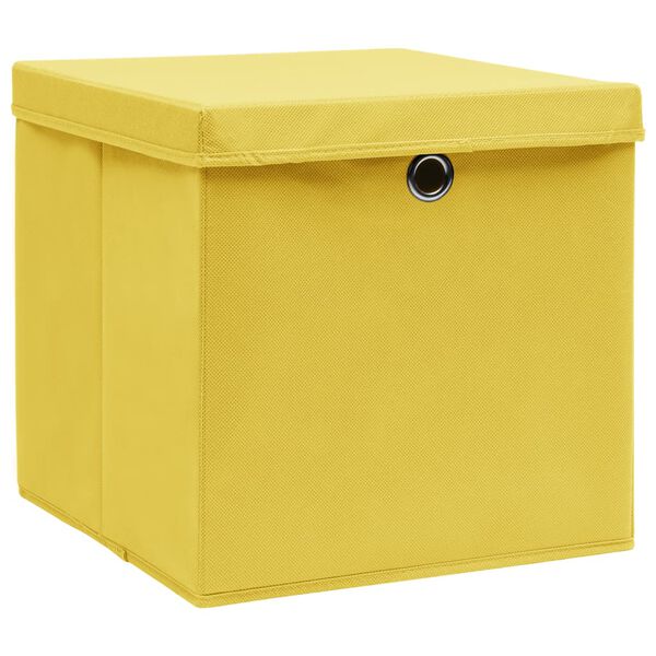 vidaXL Storage Box Set of 10 Yellow Non-woven fabric (100% polyester)
