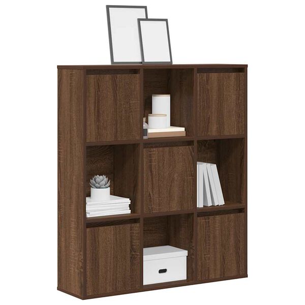 vidaXL Bookcase Brown oak Engineered wood Medium Bookcase Rectangular