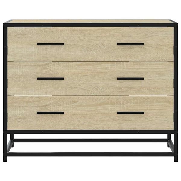 vidaXL Drawer Cabinet Sonoma oak Engineered wood, metal Medium