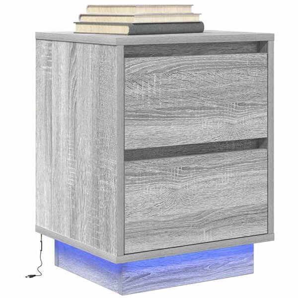 vidaXL Bedside Cabinet Gray Sonoma Engineered wood Compact