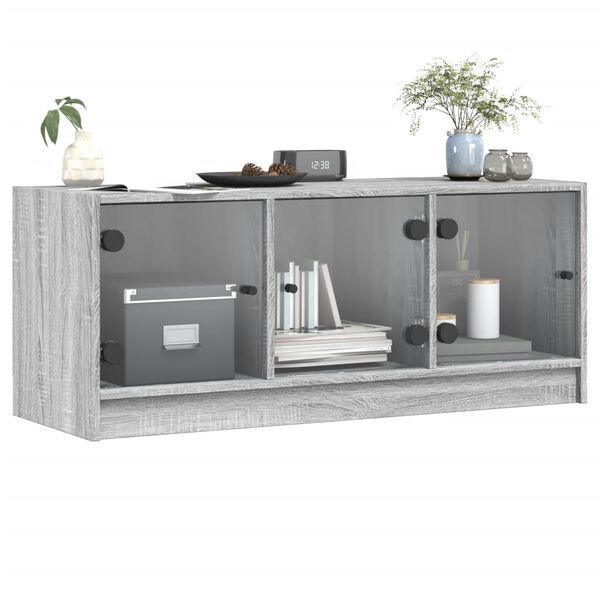 vidaXL TV Cabinet Grey Sonoma Engineered wood, glass Medium TV Cabinet