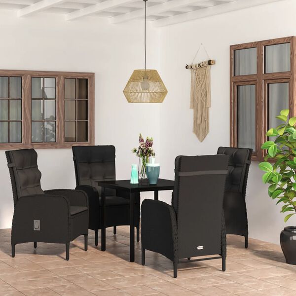 vidaXL Garden Dining Set Black PE rattan 31.5 in x 31.5 in x 29.1 in