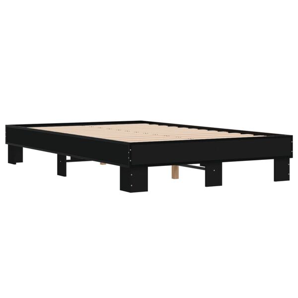 vidaXL Bed Frame Black Engineered wood, Metal, Plywood Small Double