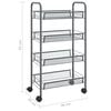 vidaXL 4-Tier Kitchen Trolley Gray 18.1"x10.2"x33.5" Iron