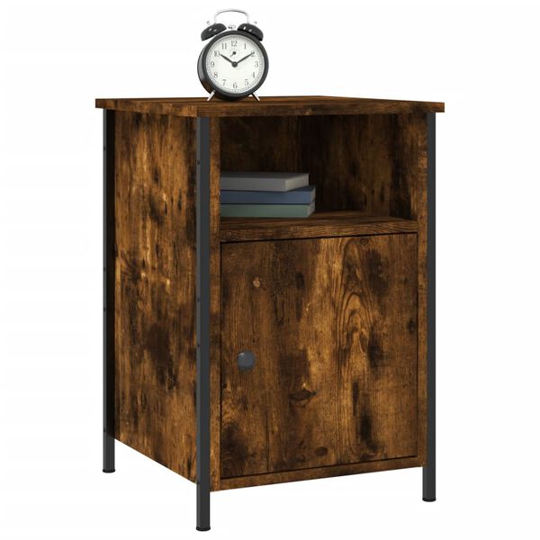 vidaXL Bedside Cabinet Smoked Oak Engineered wood 15.7x16.5x23.6 in