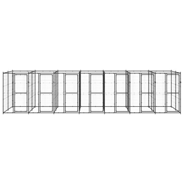 vidaXL Dog Kennel Black Powder-coated steel Extra Large Durable