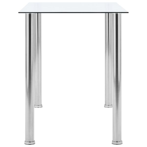 vidaXL Dining Table Transparent Tempered glass, Stainless steel Medium
