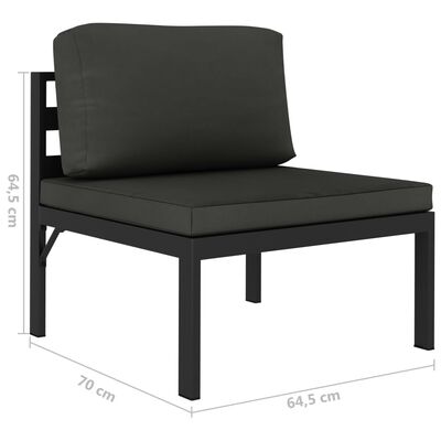 vidaXL 3 Piece Patio Lounge Set with Cushions Aluminum Anthracite