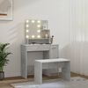 vidaXL Dressing Table Set With LED Concrete grey Engineered wood Medium