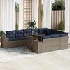 vidaXL 15 Piece Patio Sofa Set with Cushions Gray Poly Rattan Acacia