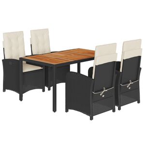 vidaXL Patio Dining Set Set of 4 Black, Brown, Cream White