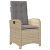 vidaXL Reclining Patio Chair with Cushions Mix Beige Poly Rattan