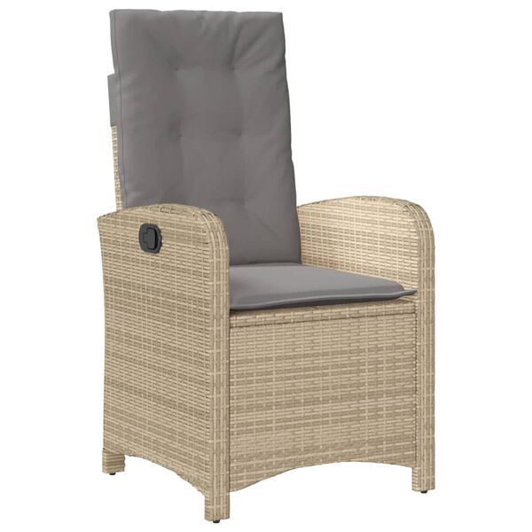 vidaXL Reclining Patio Chair with Cushions Mix Beige Poly Rattan
