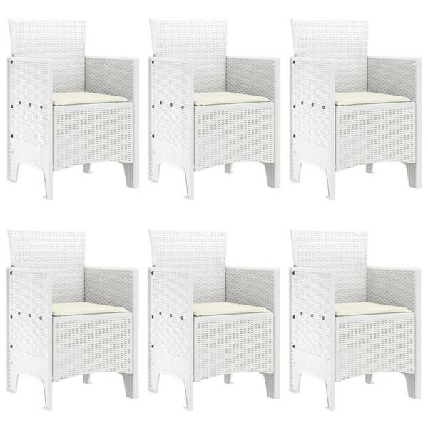 vidaXL Garden Dining Set 7 pcs White Polt rattan