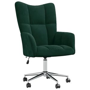 vidaXL Relaxing Chair Dark Green Velvet (100% Polyester), Steel, Foam