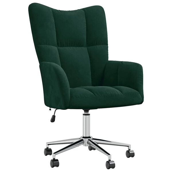 vidaXL Relaxing Chair Dark Green Velvet (100% Polyester), Steel, Foam