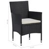 vidaXL Dining Set Black Poly rattan 5 Piece Set Removable Covers