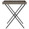 vidaXL Folding Tray Table Grey Flat PE rattan, powder-coated steel, PC board