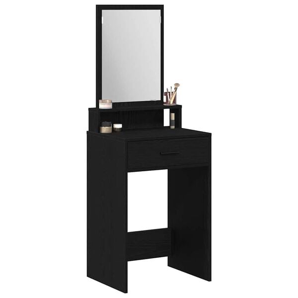 vidaXL Dressing Table with Drawer Black Oak 19.69 x 16.14 x 55.12 in
