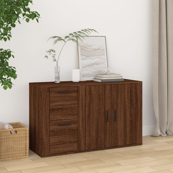 vidaXL Sideboard Brown Oak Engineered Wood 39.4 x 13.0 x 23.4 in