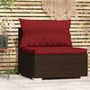 vidaXL Garden Middle Sofa Brown PE rattan, powder-coated steel, plastic