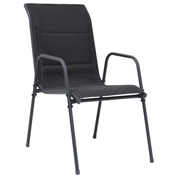 vidaXL Outdoor Chair Set of 6 Black Powder-coated steel and textilene