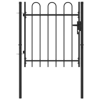 vidaXL Fence Gate Single Door with Arched Top Steel 39.4"x39.4" Black