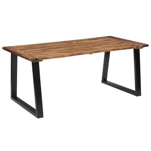 vidaXL Dining Table Brown and Black Solid acacia wood 70.9 x 35.4 in