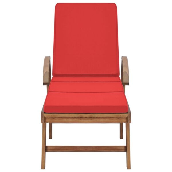vidaXL Sunlounger Set of 2 Red Solid Teak Wood Standard